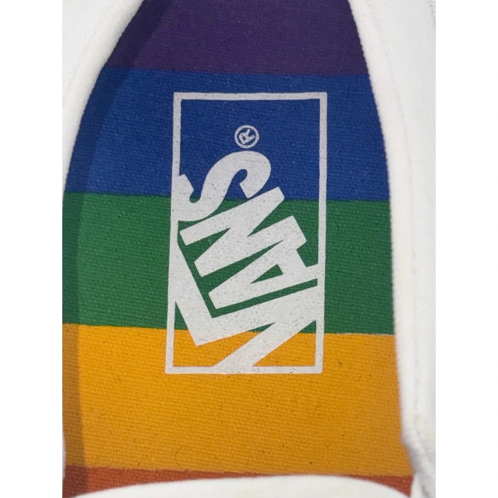 Vans Asher Slip-On Sneakers Womens 7 Pride White Glitter Rainbow Heart 721356